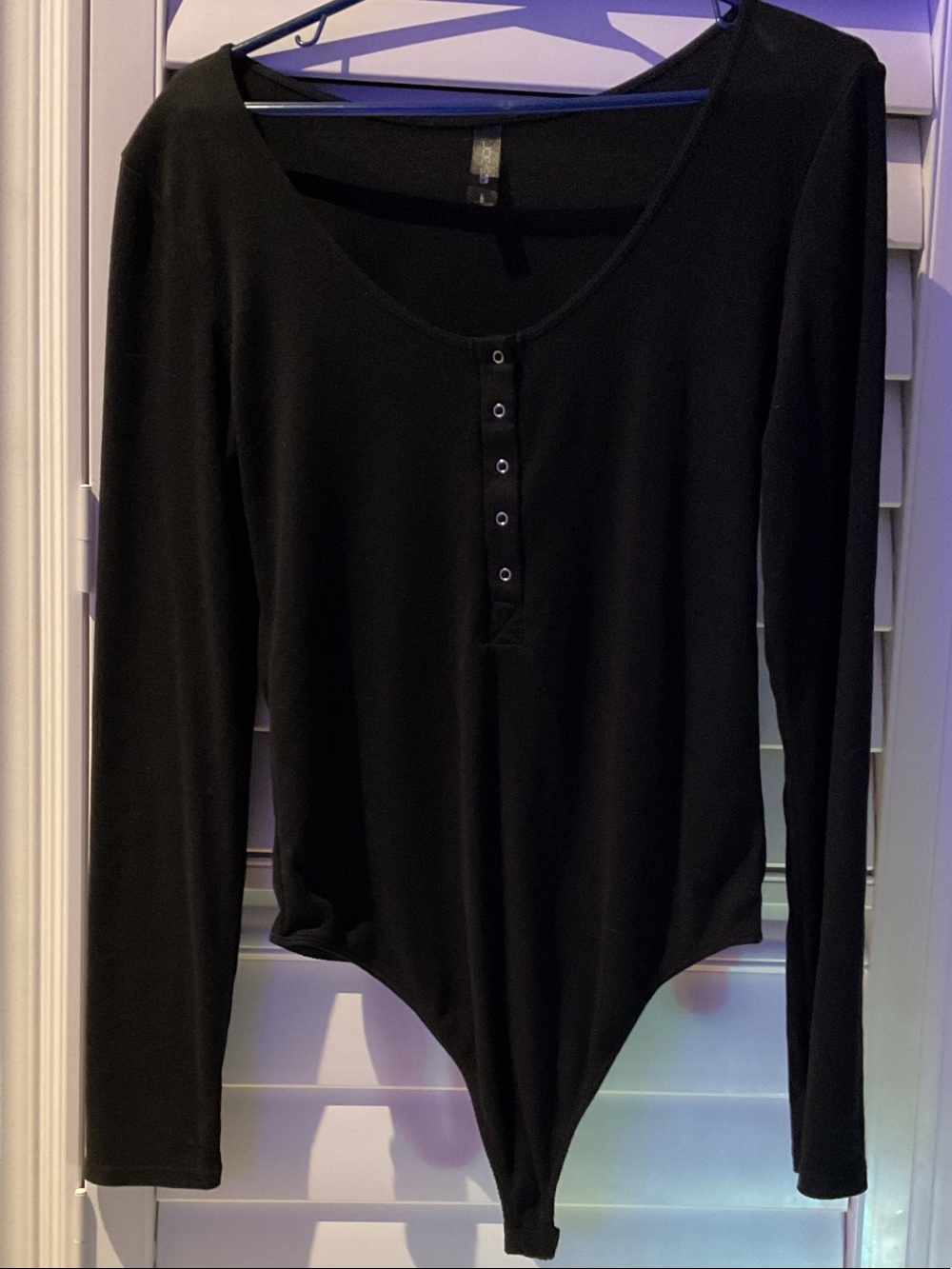 Joe's Jeans Black Long-Sleeve Henley Bodysuit
